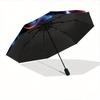 1pc Enchanted Celestial Wolf Pattern Beautiful Looking Automatic Folding Umbrella, 3 Folding, 8 Iron Frame Design, Durable and Suitable for Trave