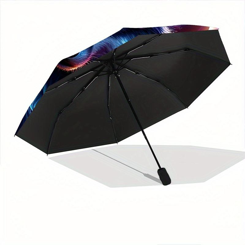 1pc Enchanted Celestial Wolf Pattern Beautiful Looking Automatic Folding Umbrella, 3 Folding, 8 Iron Frame Design, Durable and Suitable for Trave