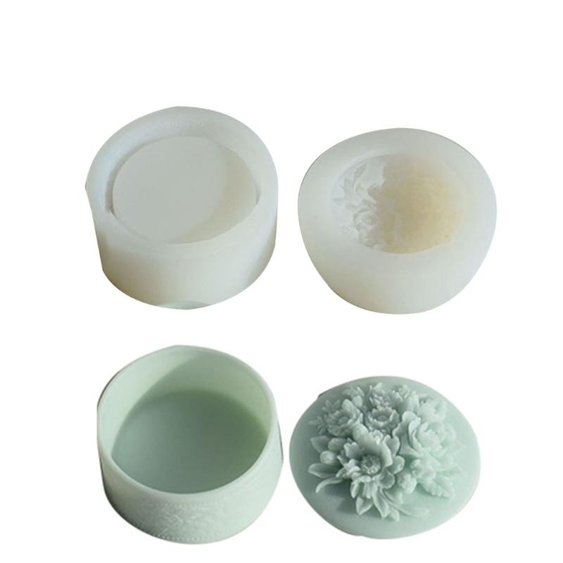 Crystal Resin Silicone Molds with Lid Birthday Rose Decorative Storage Box Mold X3UC