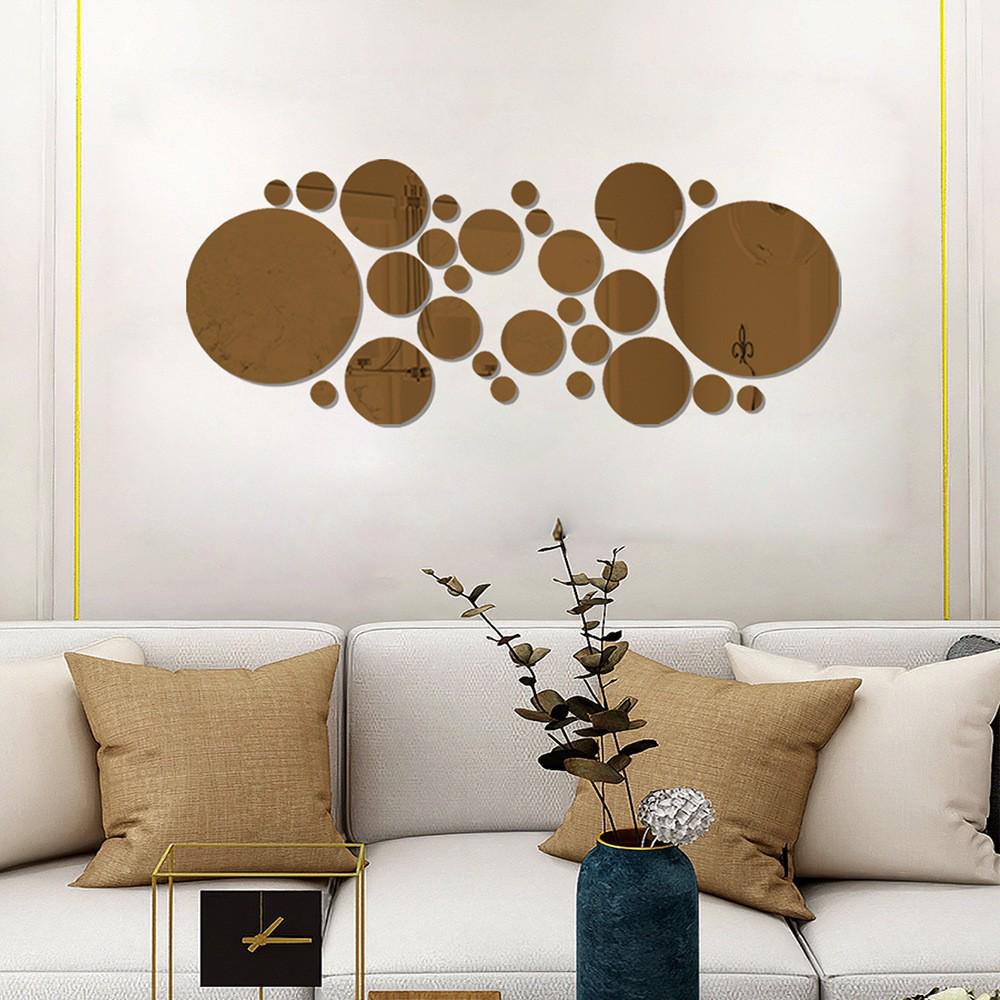 26/32-Piece Round Mirror Wall Stickers - 3D Decorative Set: Small and Large Circles, Large Circle 15cm