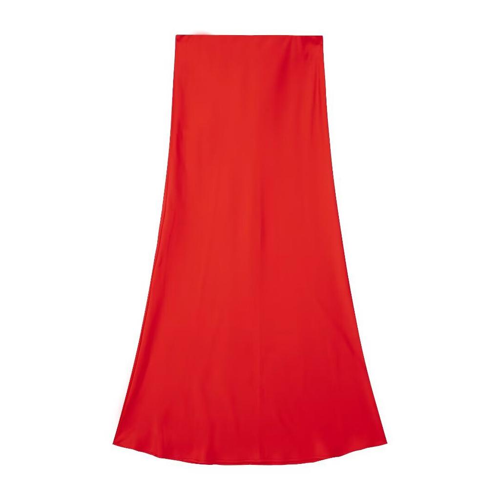 European and American style, new women's clothing, fashionable, casual silk satin texture Midi skirt 5427/453