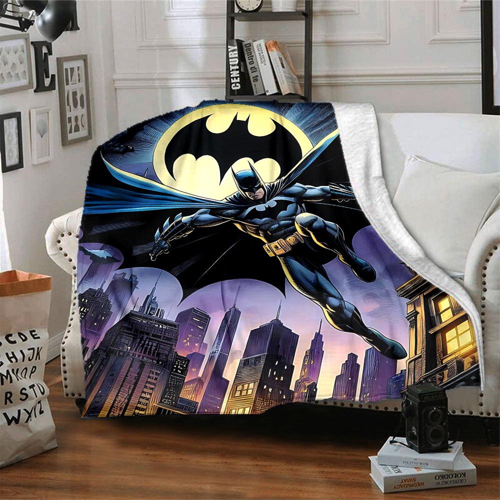 1pc Batman Cityscape Flannel Throw Blanket - HD Printed Lightweight Soft Warm All-Season Blanket for Sofa, Bed, Travel, Camping 071