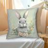1Pc Easter Bunny and Floral Pattern Single Sided Peach Velvet Pillowcase