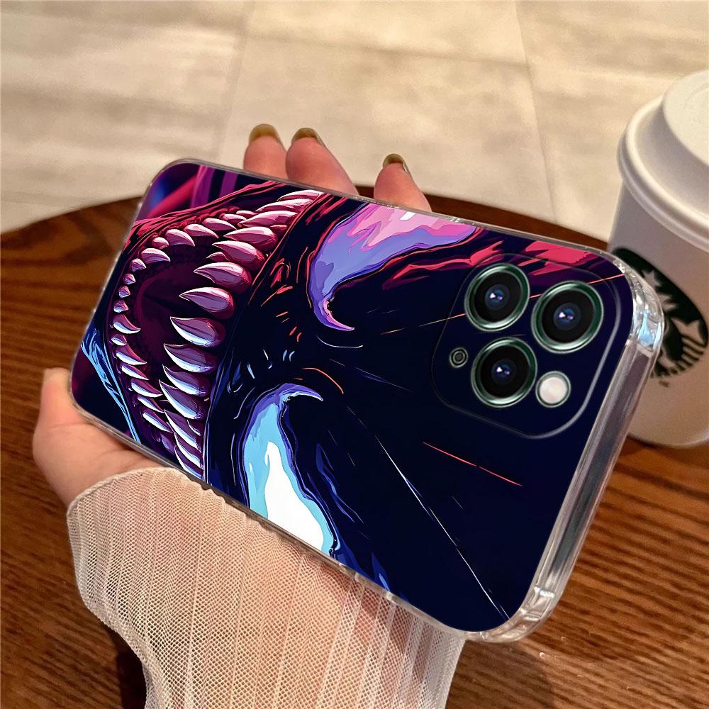 Venom Head Marvel Transparent Phone Case For iPhone 17 Pro Max 17E 11 12 13 14 15 16 Pro Max 15 Plus 17 Air 16E 7 XS Soft Cover
