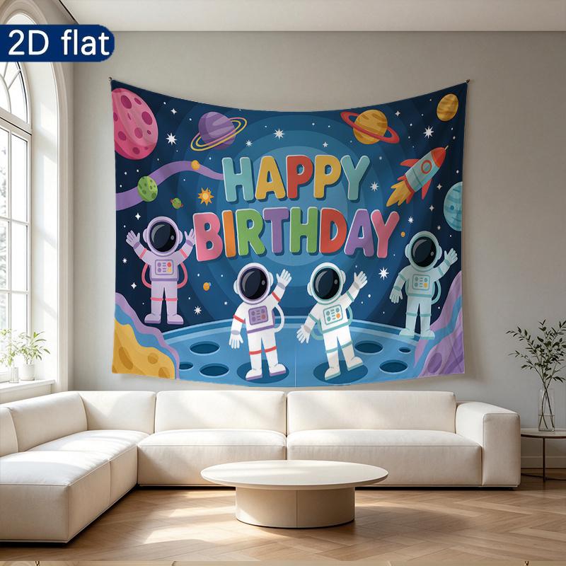 Space Birthday Backdrop 1pc - Polyester Background