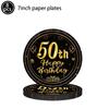 Adult 30/40/50/60th Birthday Decorations Party Plates Napkin Cup Black and Gold 30th 40th 50th 60th Birthday Party for Men Women