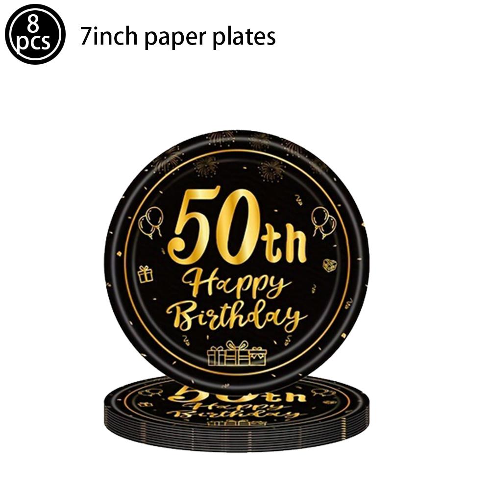 Adult 30/40/50/60th Birthday Decorations Party Plates Napkin Cup Black and Gold 30th 40th 50th 60th Birthday Party for Men Women