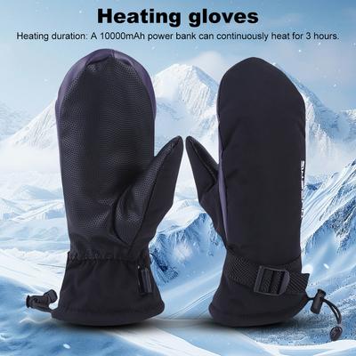 Elektrische Heizhandschuhe, USB-Aufladung, elektrisch beheizte Handschuhe, kältebeständig, 3-Gang-Temperatur, zum Klettern, Wandern, Radfahren(Keine Batterie