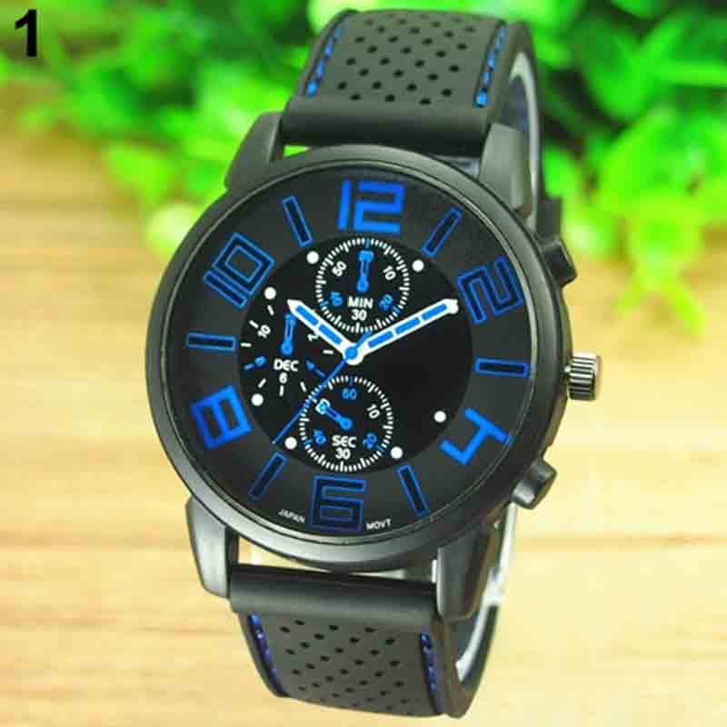 Casual Quartz Analog Silicone Stainless Steel Dial Sports WristWatch