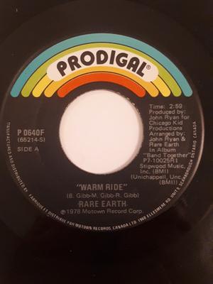 7inch Record RARE EARTH  Warm Ride P0640F Prodigal 1978 Canada Rock Used