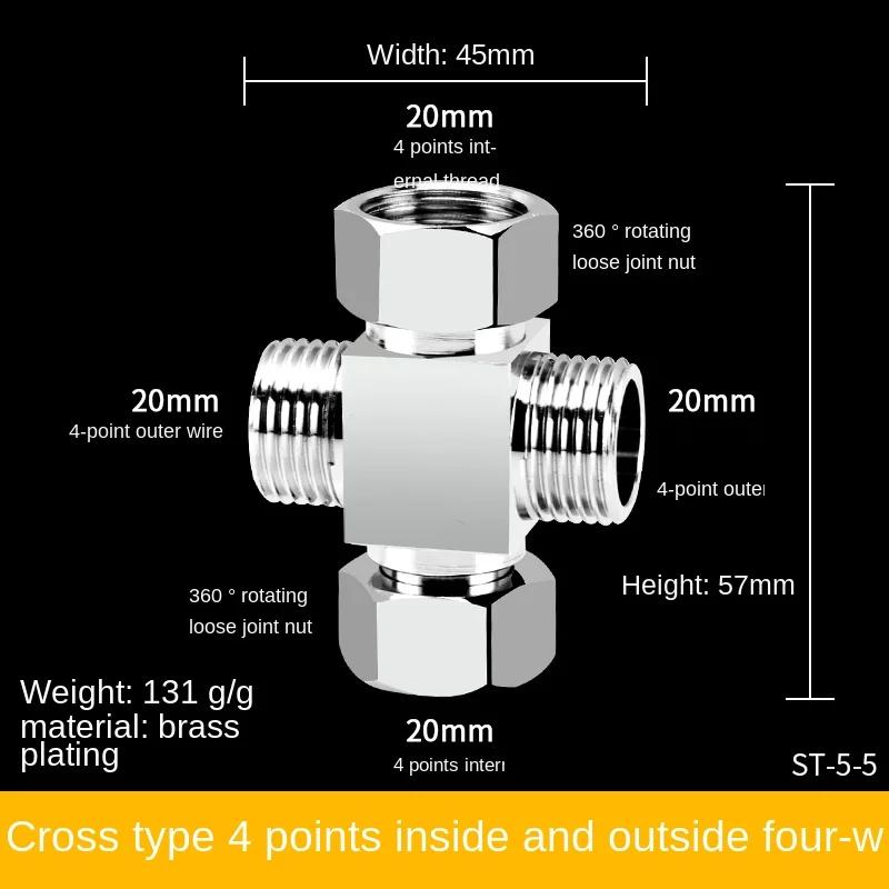 Der Dreiwege-Wasserverteiler aus Kupfer lässt sich direkt mit den 1/2-Zoll-Wasserhahn-Dreiwege-Verteiler-Wasserrohranschlüssen verbinden.