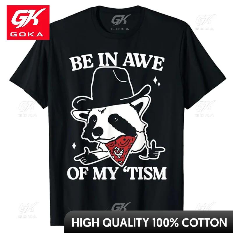 Be in Awe of My tism Retro Style TShirt Humor Funny Cute Panda Graphic Outfits Letters Printed GOKA Tee Short Sleeve Blouses S