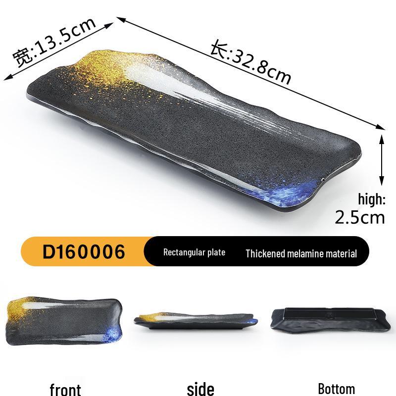 Japanese Retro Melamine Rectangular Plate for Hot Pot, Sushi, Yakiniku, and Barbecue