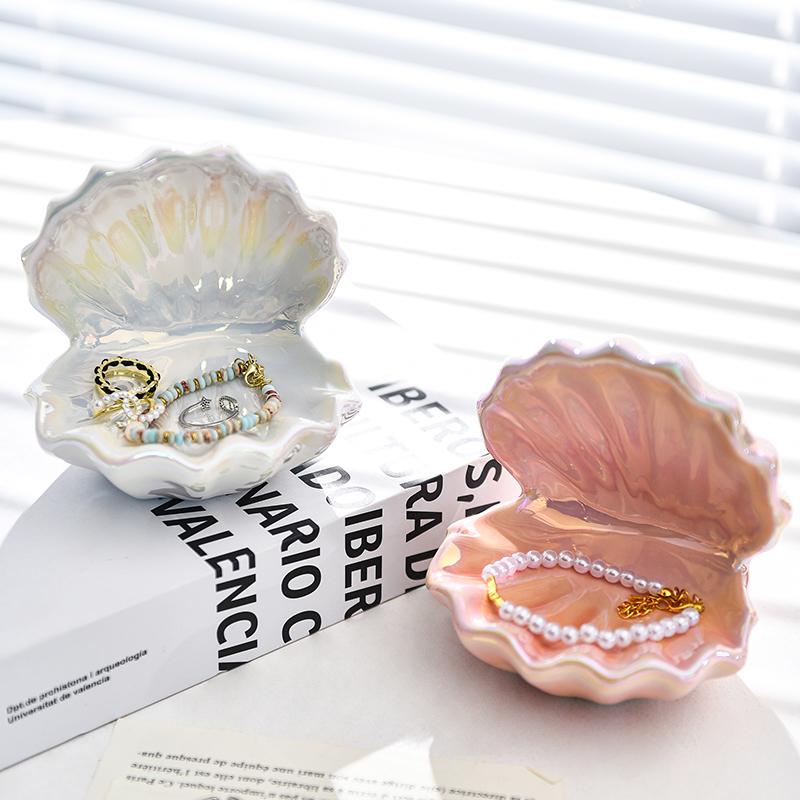 Creative Shell Storage Jewelry Box Ceramic Crafts Dressing Table Necklace Earrings Display Tray Home Entrance Key Storage Tray