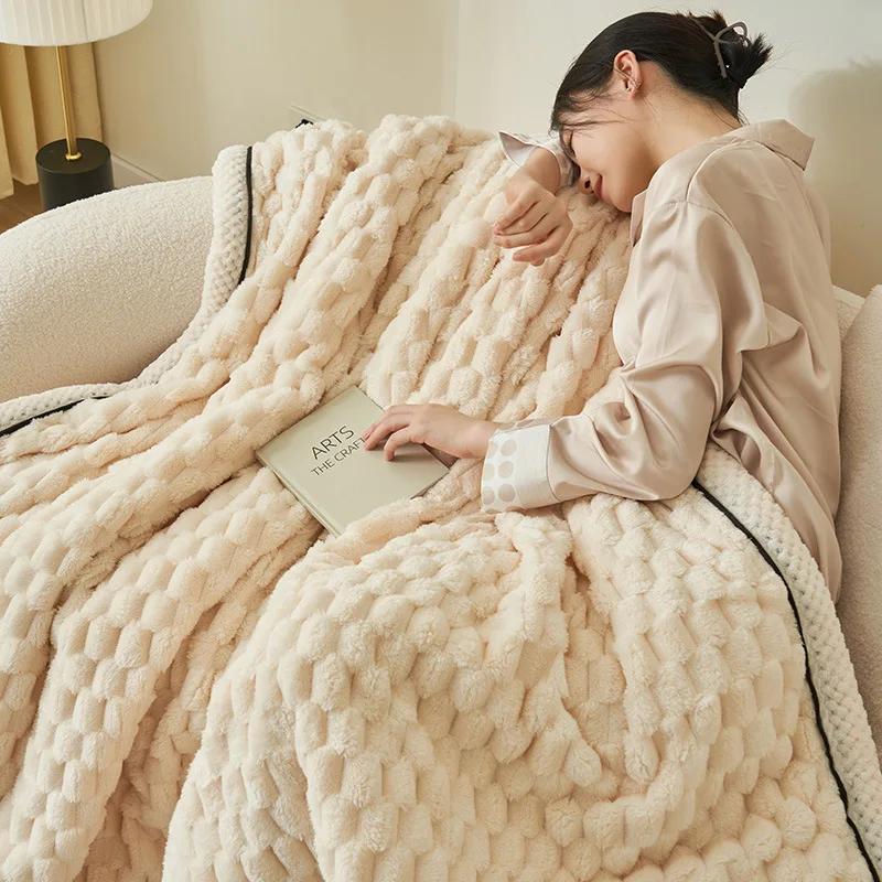 Velvet Autumn Winter Blanket Soft Fluffy Warm Blankets for Bed Soft Fluffy Comfortable Coral Velvet Fluffy Fleece Throw Blanket