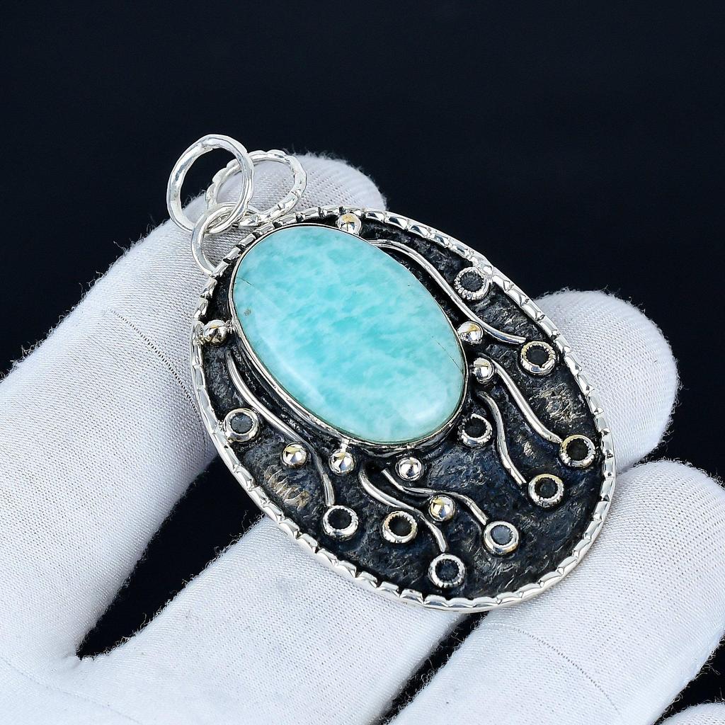 Amazonite Pendant, 925 Sterling Silver Handmade Jewelry, Amazonite Silver Pendant, Party Wear Jewelry For Women's, Pendant Christmas Gift