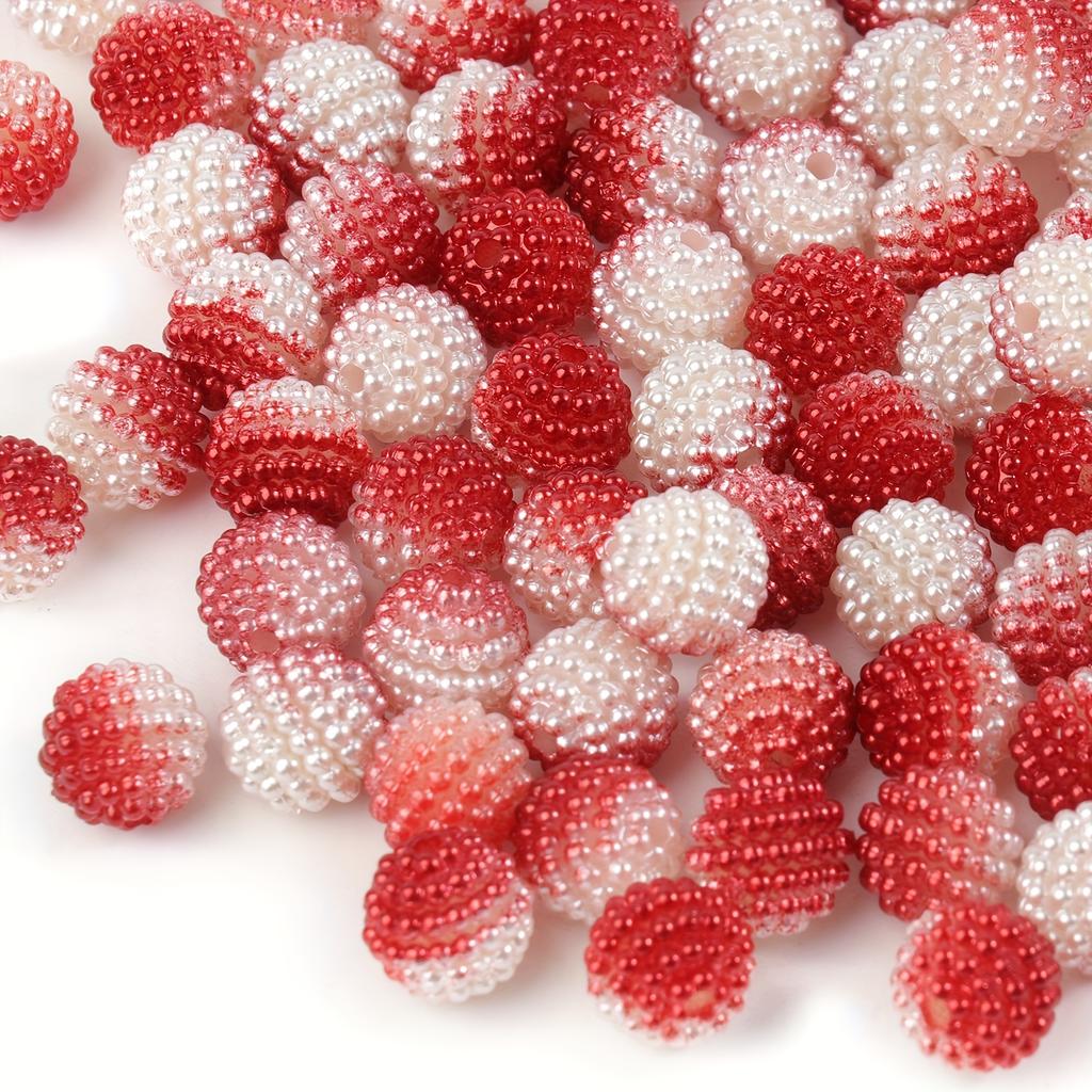 10mm 90stk/pose Flerfarget akryl Bayberry Perler Imiterte perleperler Runde løse perler Avstandsperler For øredobber Armbånd Halskjede Smykkefremstilling