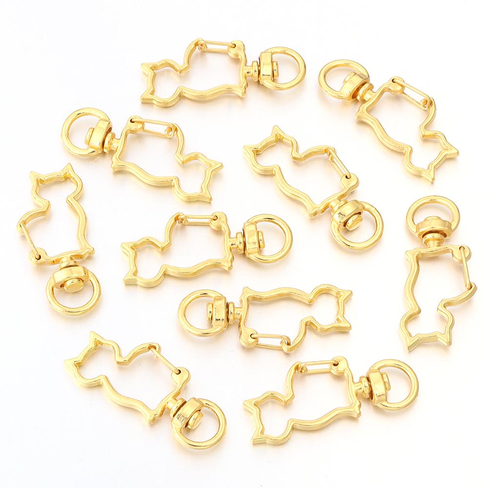 10Pcs/pack Lobster Clasps Hooks Star Blossom Heart Cat Moon Keychain Lobster for Charms Key Ring Clasp Jewelry Making Accessorie