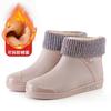 Fashion Women Rain Boots  Korean High-heel Fashion Outdoor Short Tube Rain Boots Waterproof Shoes Warm Cotton Anti Slip Ankle Boots 2025