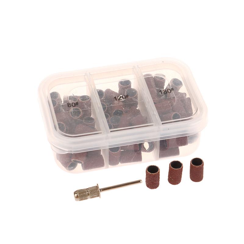 75/210Pcs/Box Sanding Cap Bands For Electric Manicure Machine 180/120/80 Grit Nail Drill Grinding Bit Files Pedicure Tool Set
