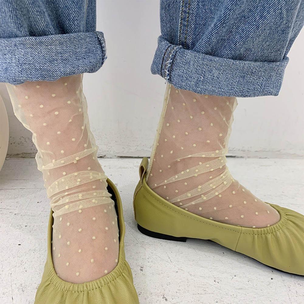 Průhledné šifonové puntíkované módní ponožky, tylové ponožky, síťované punčochy, nylon