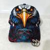 Men Women Punk Eagle Print Baseball Cap With Metal Rings, Usa Flag Patriotic Adjustable Sun Hat, Unique Biker Street Style Cap F