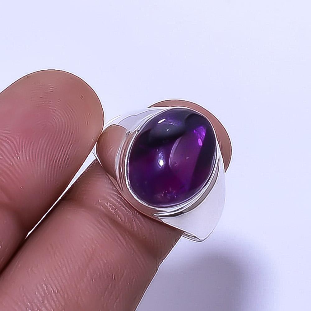 

Trapiche Amethyst - Brazil Gemstone 925 Sterling Silver Ring S.9.5 R_9492_280_31