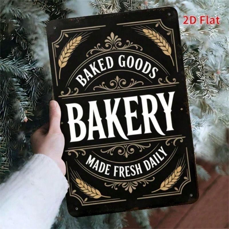 Vintage Baked Fresh Daily Bakery Tin Sign Retro Kitchen Wall Decor Metal Poster