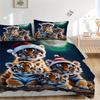 3Pcs Tiger Cubs Printed Bedding Set, Breathable And Soft, Machine Washable, Christmas Gift, Suitable for Bedroom Decoration, 15174