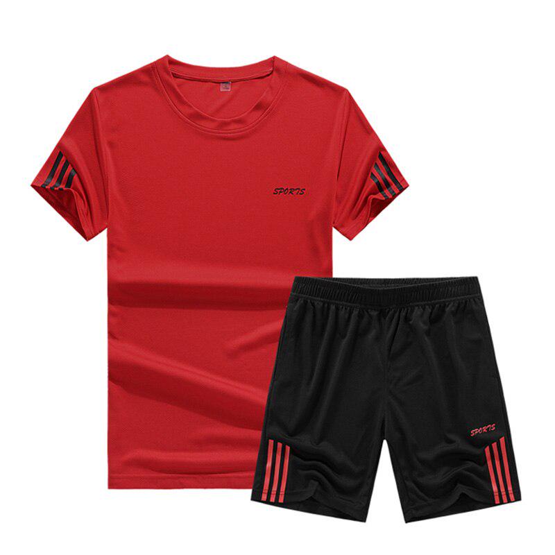 Summer Set Men Casual Two Pieces Suit Short Sleeve T-shirt & Shorts Sets Male Streetwear