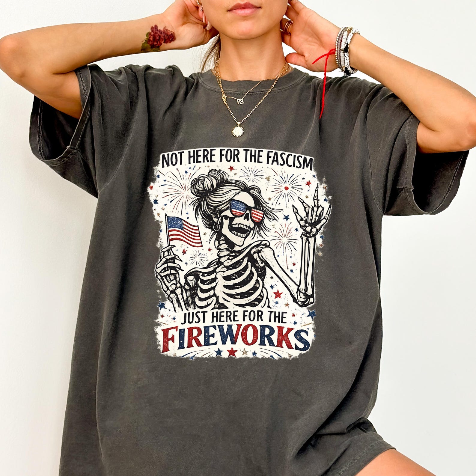 Anti Fascist July 4th Shirt, Feminist Patriotic Comfort Colors Tee, Gothic America Protest Tee, Liberal Fourth of July Shirt S