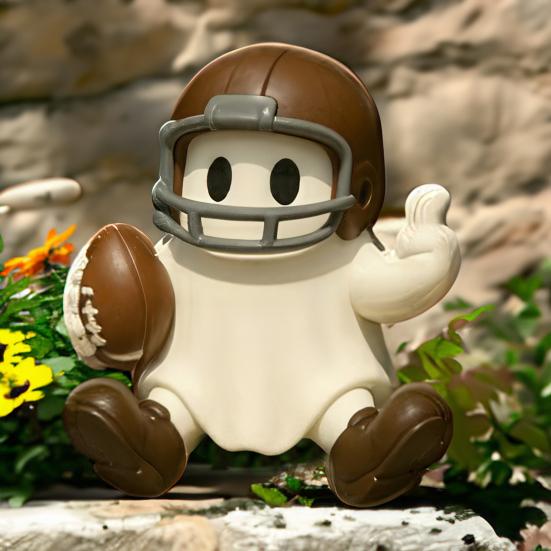 Halloween Character Ghost Figurine Cute Rugby Tennis Baseball Ghost Sculpture Resin Ghost Statue Tabletop Ornament for Home Party Indoor Outdoor Decor