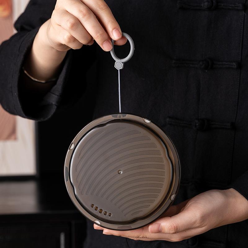 Light luxury tea table, outdoor kung fu travel tea set plant gray fast guest gaiwan three cups business commemorative souvenir