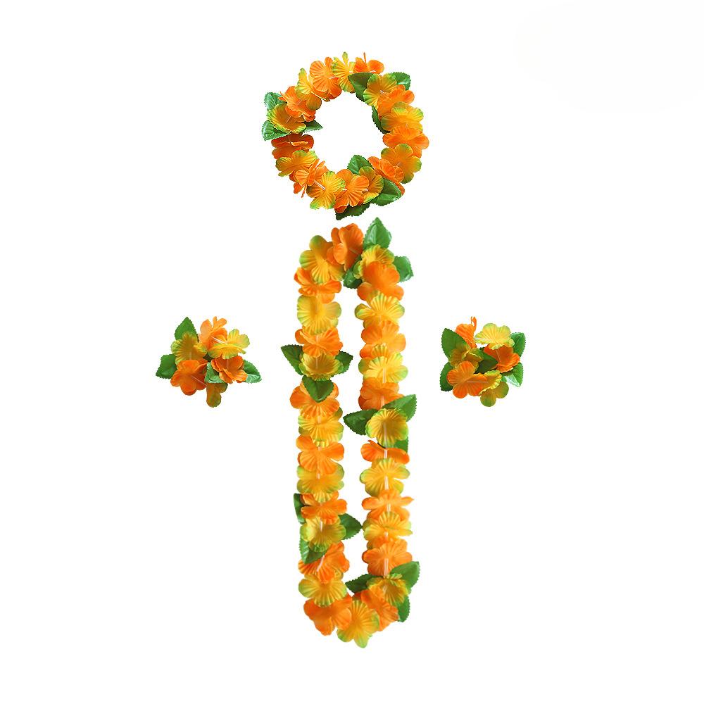 12 Color Petal Necklace Headband Bracelet Set of Four Festive Event Dressing Accessories Party Hawaiian Flower Ring