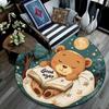 Teddy Bear Reading Book Round Area Rug,Carpet Rug for Living Room Bedroom Sofa Playroom Decor,Non-slip Floor Mat