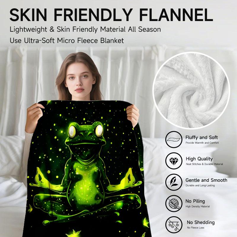 1 Piece Frog-themed Fluffy Fleece Blanket, Perfect for Sofa, Bed, Office. Ideal Gift for Family, Friends, and Holidays.
