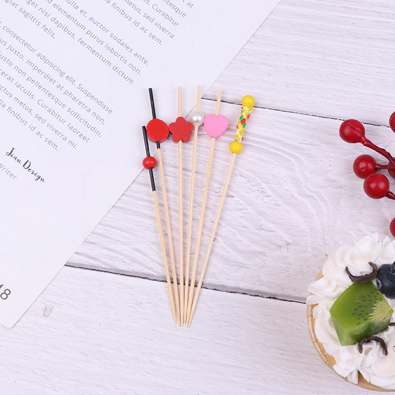 100 Stück 12 cm Herz Bambusspieß Buffet Cupcake Obstgabel Party Dessert Salatspieß Cocktailspieß für Hochzeitsdeko