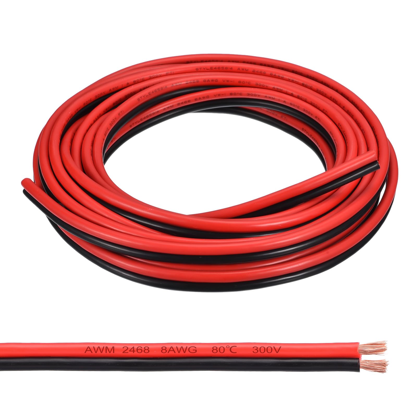

uxcell 8AWG 6m 2468 Electrical Wire Cable, PVC Cord, Copper, Red and Black Cable for LED Strip Lamp Lighting