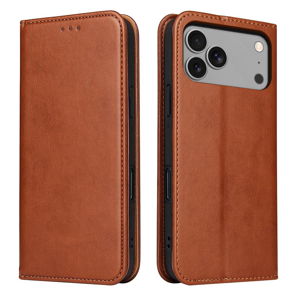 FIERRE SHANN For iPhone 17 Pro Case PU Leather Flip Stand Wallet Phone Cover
