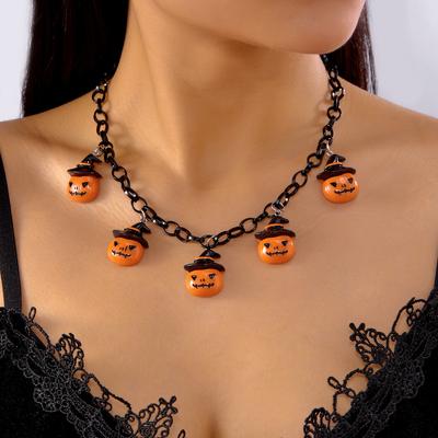 Trendige Goth Halloween Halskette für Damen Cartoon Lustiger Kürbis Geist Fledermaus Hexe Anhänger Halskette Mädchen Cosplay Party Schmuck Geschenk