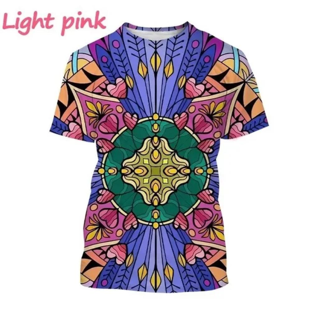 Summer Women's 3D Printing T-shirt Sparkling Camo Mandala Art T-shirt O-Neck Large Short Sleeve Casual Top