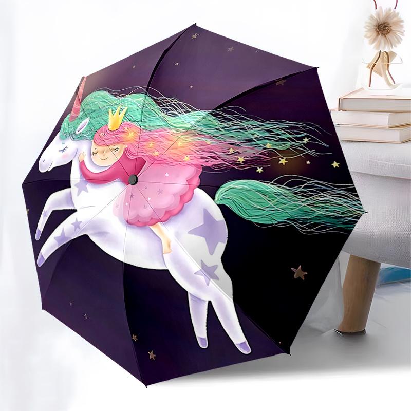 Magical Unicorn and Princess Umbrella: Automatic Opening/Closing, Foldable Design, Perfect Gift for Fans and Travelers0104074a
