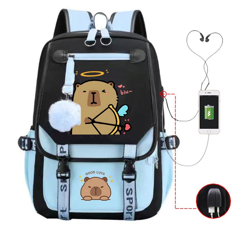 Campus Universal School Bag Kapibara Personality Trend USB Multifunctional Backpack Student New