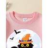 Girls Halloween Crew Neck SweatshirtHalloween Black Cat Witch Hat Pumpkin Print_1, Fun Print Kids Autumn Clothing