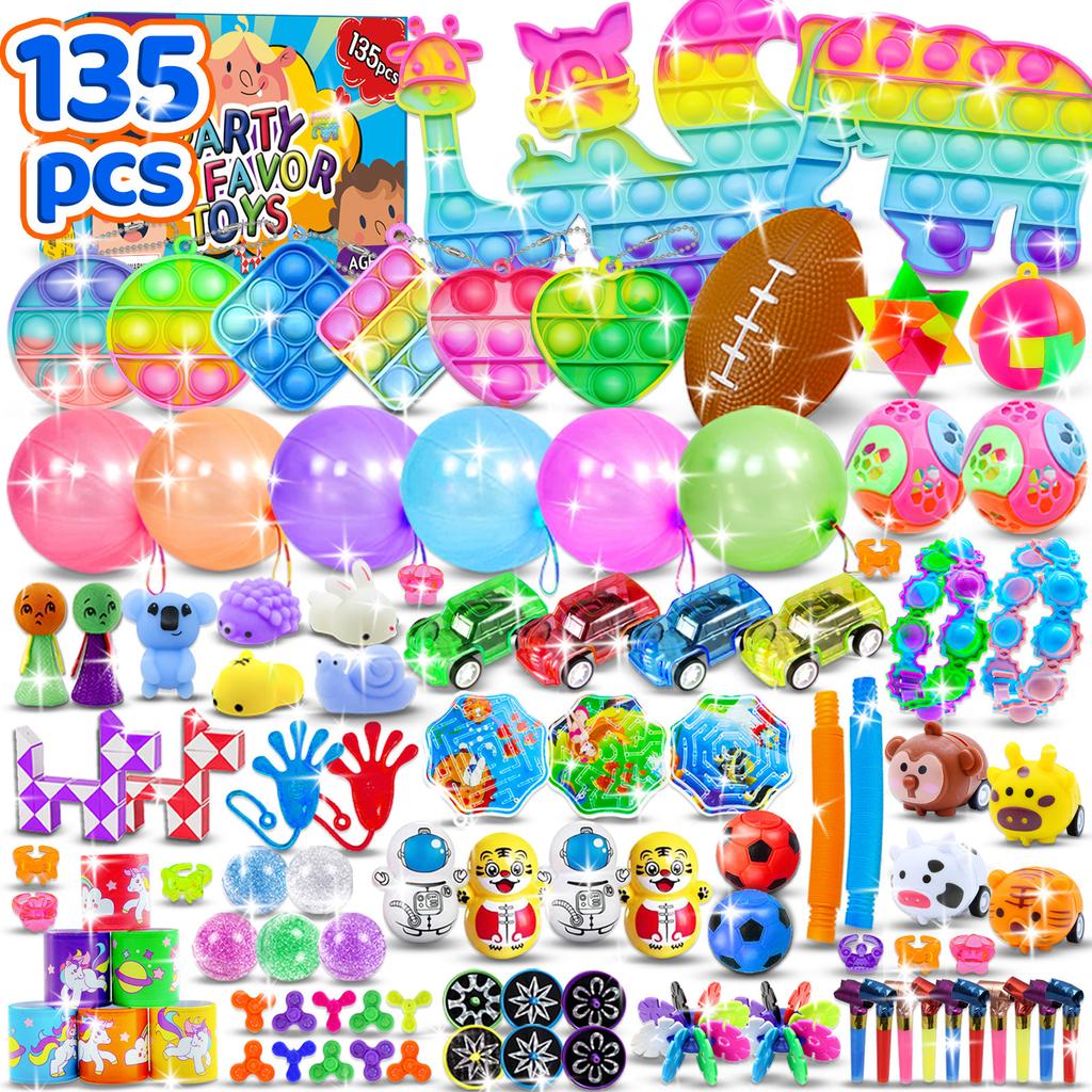 120/206 Pezzi Giocattoli Pinata Compleanno Bambini Braccialetti a Scatto Giocattoli Fidget Pop It Giocattoli Premi Carnevale Riempimento Pinata Giocattoli all'Ingrosso Regali per Bambini