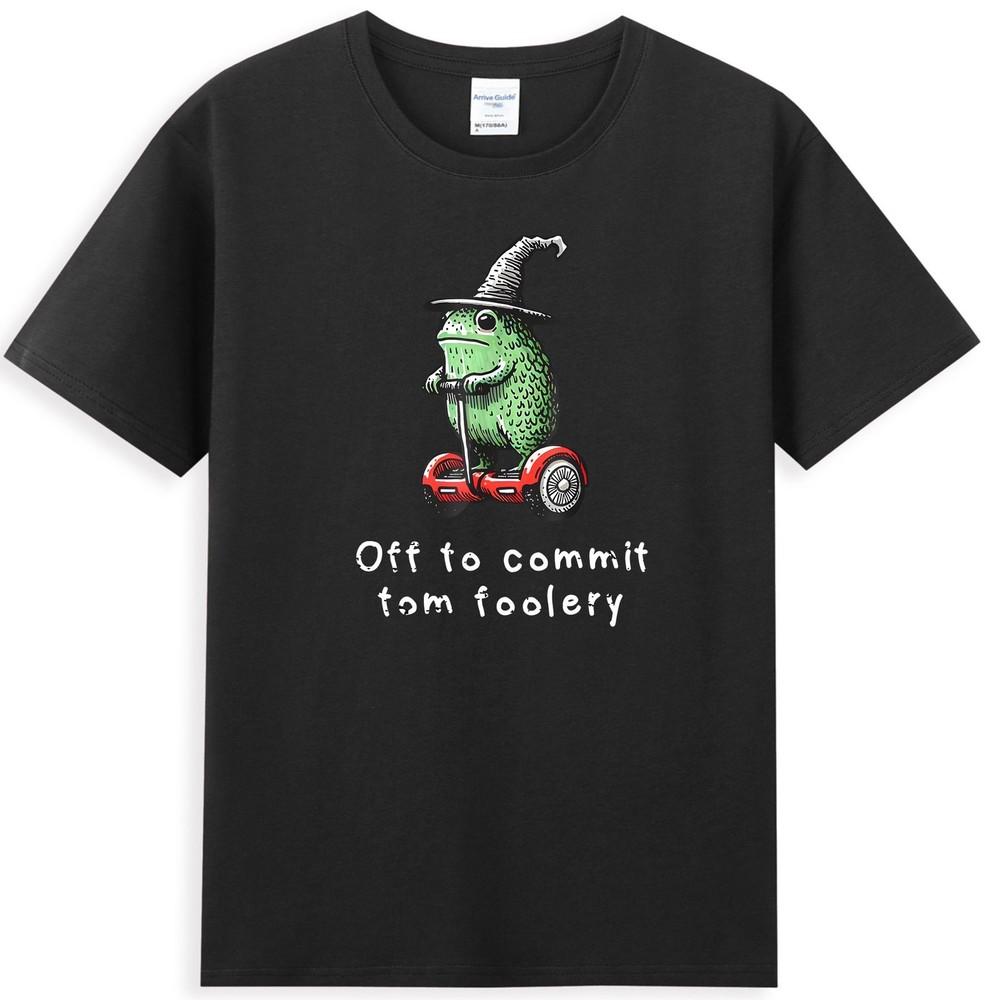 Whimsical Frog Wizard Off To Commit Tom Foolery Frog Graphic Unisexs Tshirt