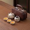 Portable Travel Tea Set, Ceramic Storage Bag, Outdoor Teapot, Business Enterprise Souvenir