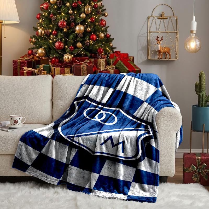 Blue White Crest Pattern Blanket Lightweight Ideal Bedding Blanket Perfect for Travel, Camping, Living Rooms, Offices, Sofas, Fan Christmas gift