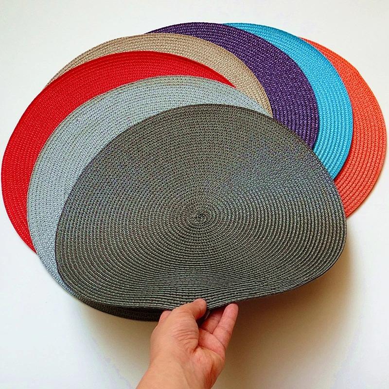 Runde Tischsets Set Geflochtene Kreis-Tischsets Waschbare Tischmatten für Küche Esstisch Gemischte Farbe Rutschfeste Tischsets