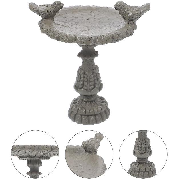 Dollhouse Miniature Birdbath Miniature Fairy Garden Polyresin Miniature Bird Bath Garden Outdoor Center Foutain Resin Fairy Garden Furniture Vintage